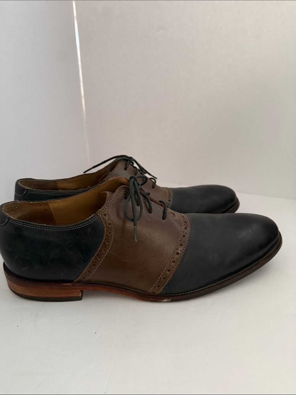 Cole Haan Black and Brown Two-Tone Leather Oxfords